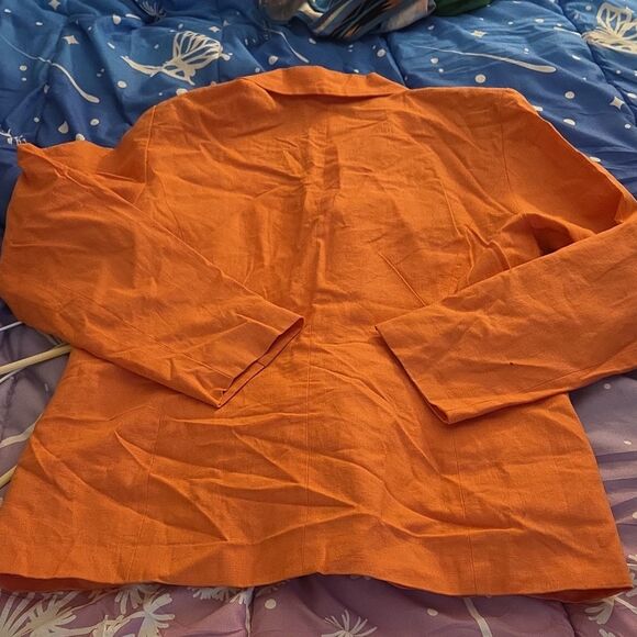 Chadwick's Blazer Women’s Size 12 Tailored Lined Vintage Coral Cotton Linen - Picture 4 of 5
